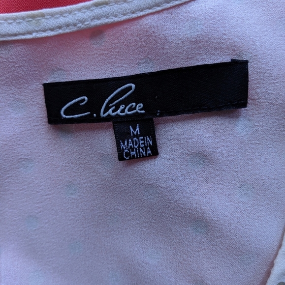 C. Luce gold Polka Dot Coral Pencil Career Dress M - Picture 7 of 8